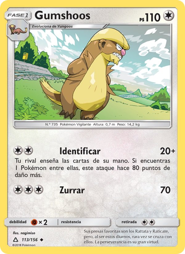 Gumshoos 113 — Ultraprisma (Spanish Pokémon TCG card)