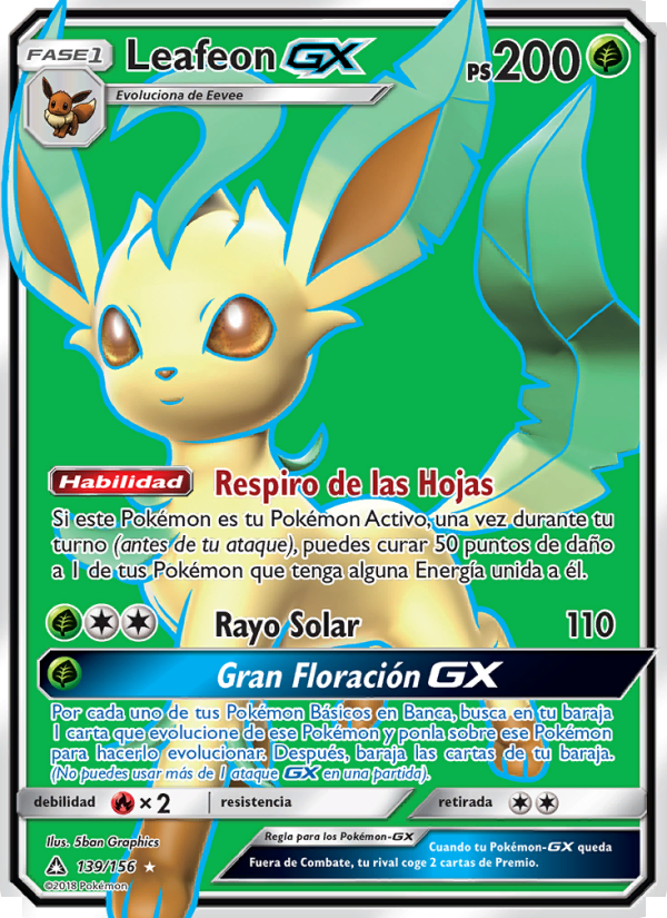 Leafeon GX 139 — Ultraprisma (Spanish Pokémon TCG card)