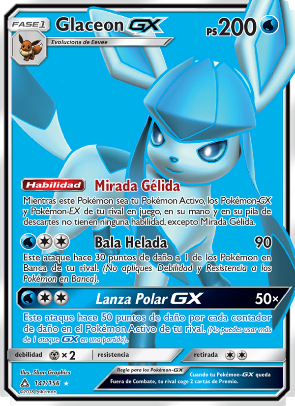 Glaceon GX 141 — Ultraprisma (Spanish Pokémon TCG card)