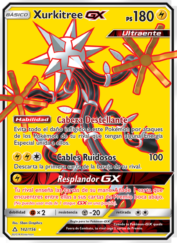 Xurkitree GX 142 — Ultraprisma (Spanish Pokémon TCG card)