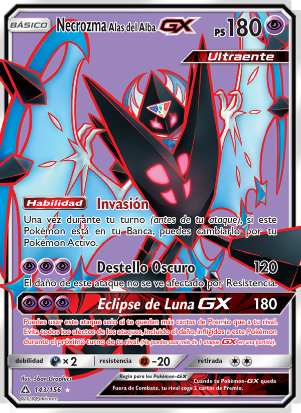 Necrozma Alas del Alba GX 143 — Ultraprisma (Spanish Pokémon TCG card)