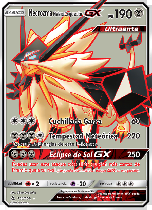 Necrozma Melena Crepuscular GX 145 — Ultraprisma (Spanish Pokémon TCG card)