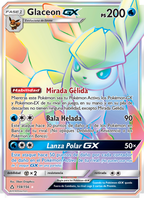 Glaceon GX 159 — Ultraprisma (Spanish Pokémon TCG card)