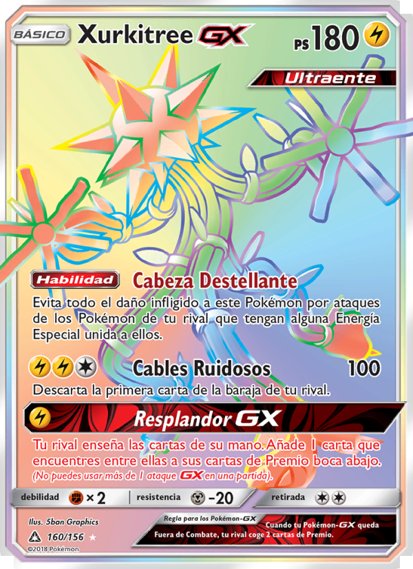Xurkitree GX 160 — Ultraprisma (Spanish Pokémon TCG card)