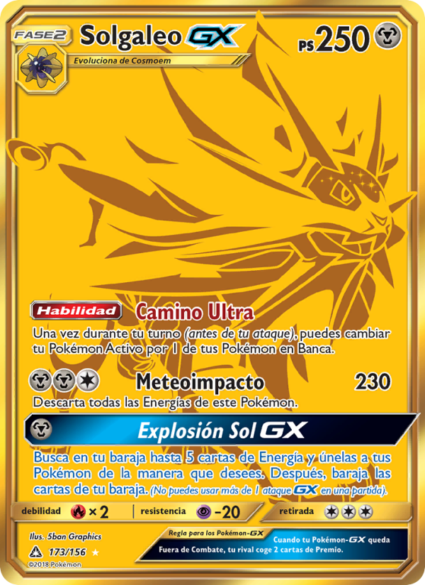 Solgaleo GX 173 — Ultraprisma (Spanish Pokémon TCG card)