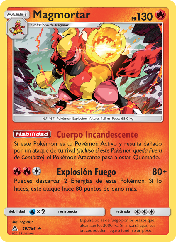 Magmortar 19 — Ultraprisma (Spanish Pokémon TCG card)