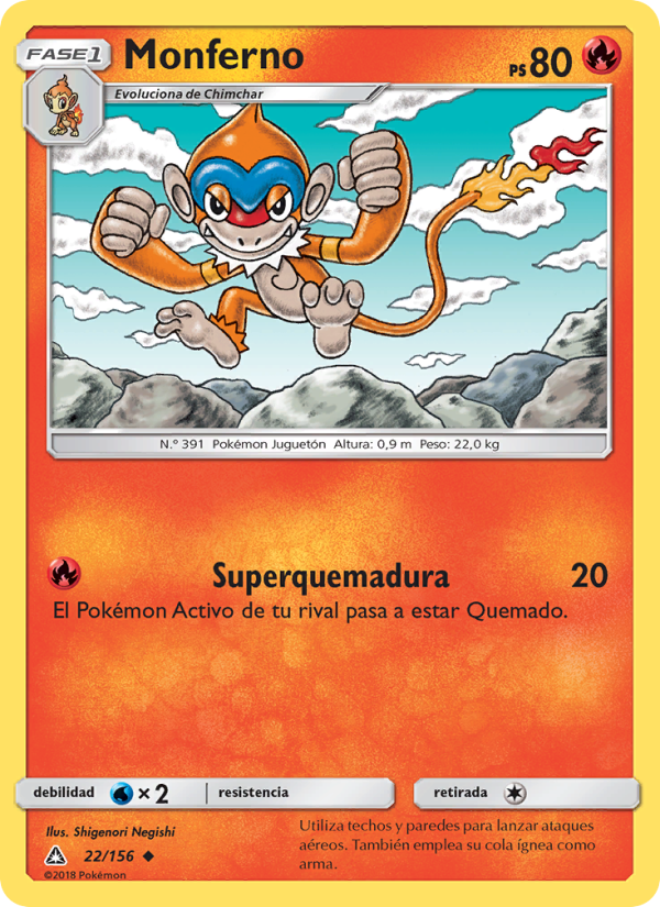 Monferno 22 — Ultraprisma (Spanish Pokémon TCG card)