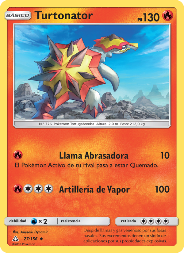 Turtonator 27 — Ultraprisma (Spanish Pokémon TCG card)