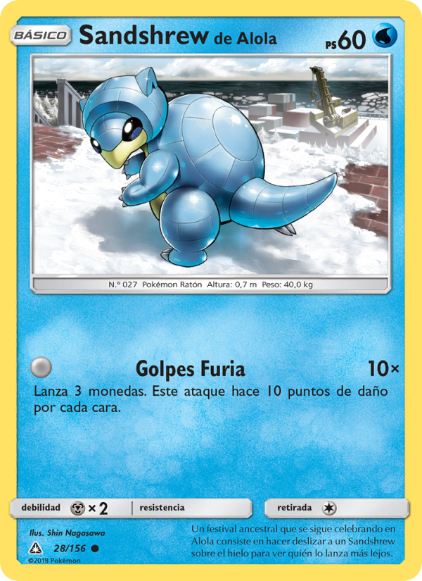 Sandshrew de Alola 28 — Ultraprisma (Spanish Pokémon TCG card)