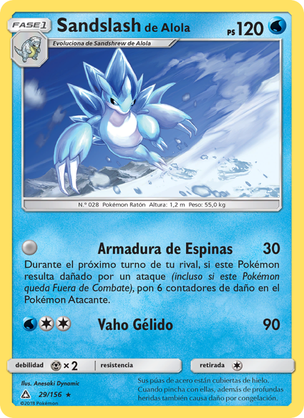 Sandslash de Alola 29 — Ultraprisma (Spanish Pokémon TCG card)