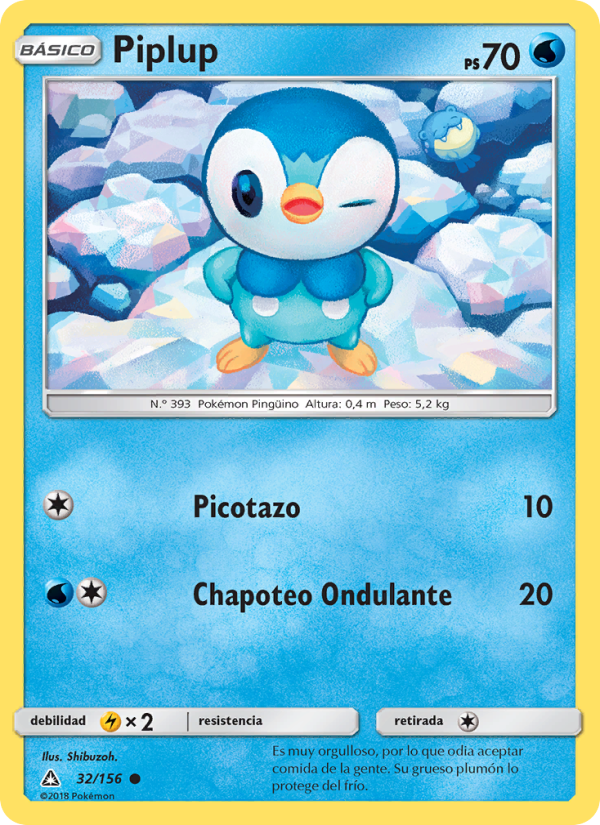 Piplup 32 — Ultraprisma (Spanish Pokémon TCG card)