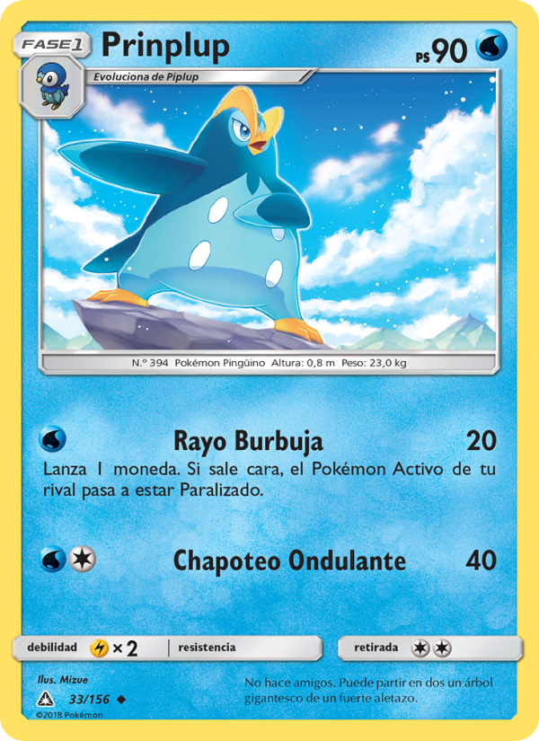 Prinplup 33 — Ultraprisma (Spanish Pokémon TCG card)