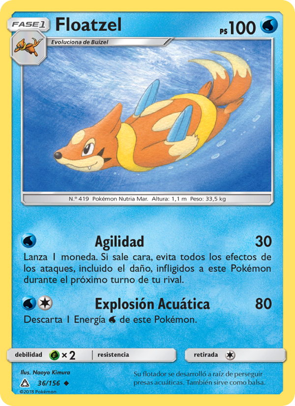 Floatzel 36 — Ultraprisma (Spanish Pokémon TCG card)