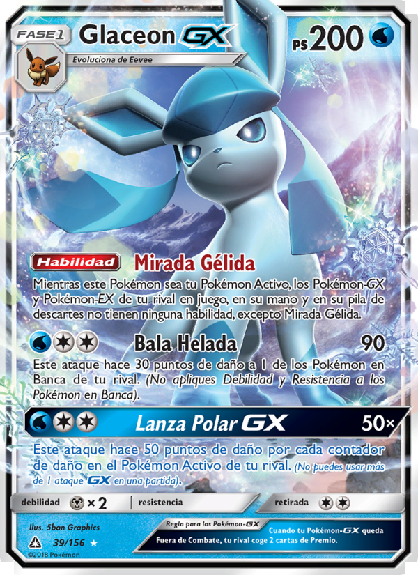 Glaceon GX 39 — Ultraprisma (Spanish Pokémon TCG card)
