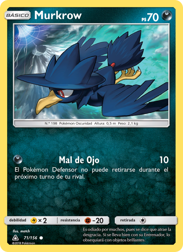 Murkrow 71 — Ultraprisma (Spanish Pokémon TCG card)