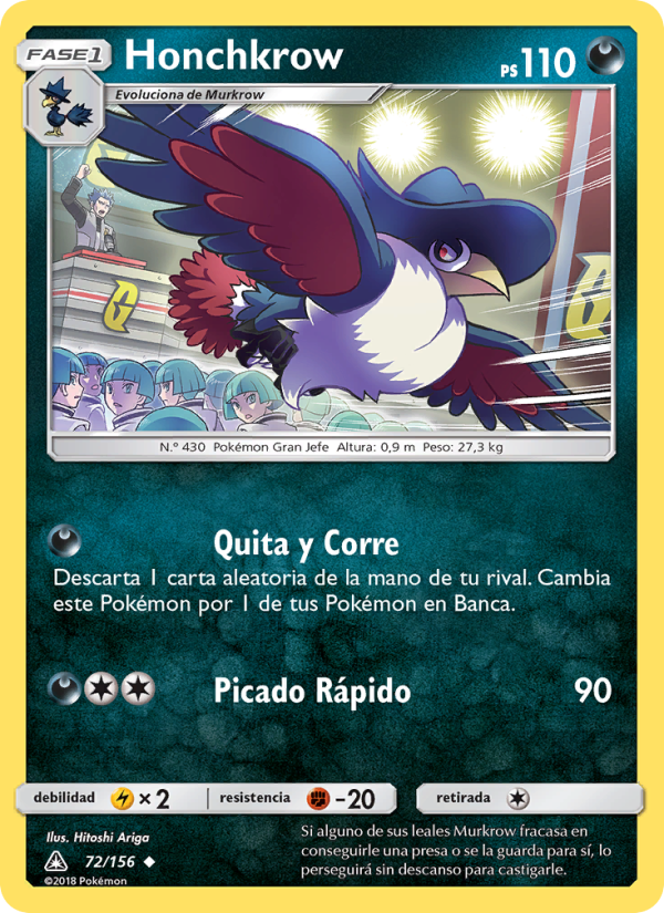Honchkrow 72 — Ultraprisma (Spanish Pokémon TCG card)