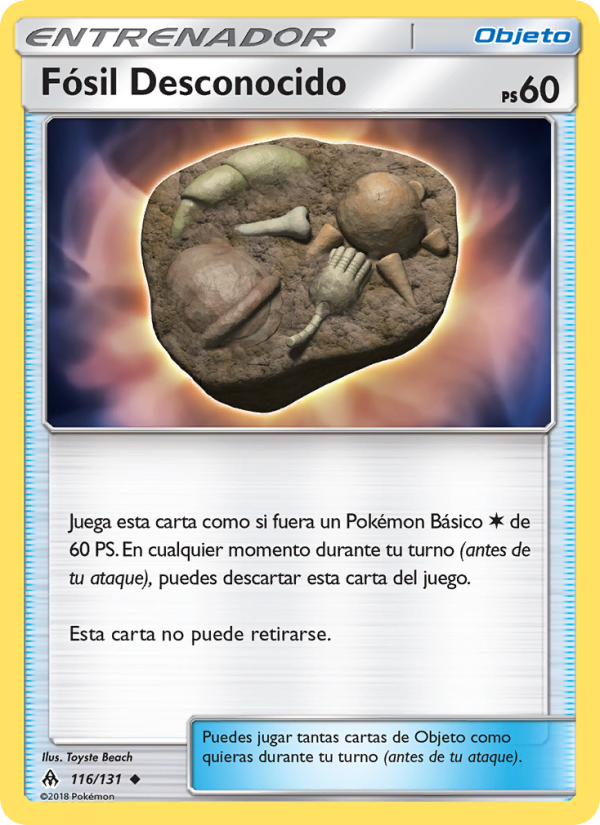 Fósil Desconocido 116 — Luz Prohibida (Spanish Pokémon TCG card)