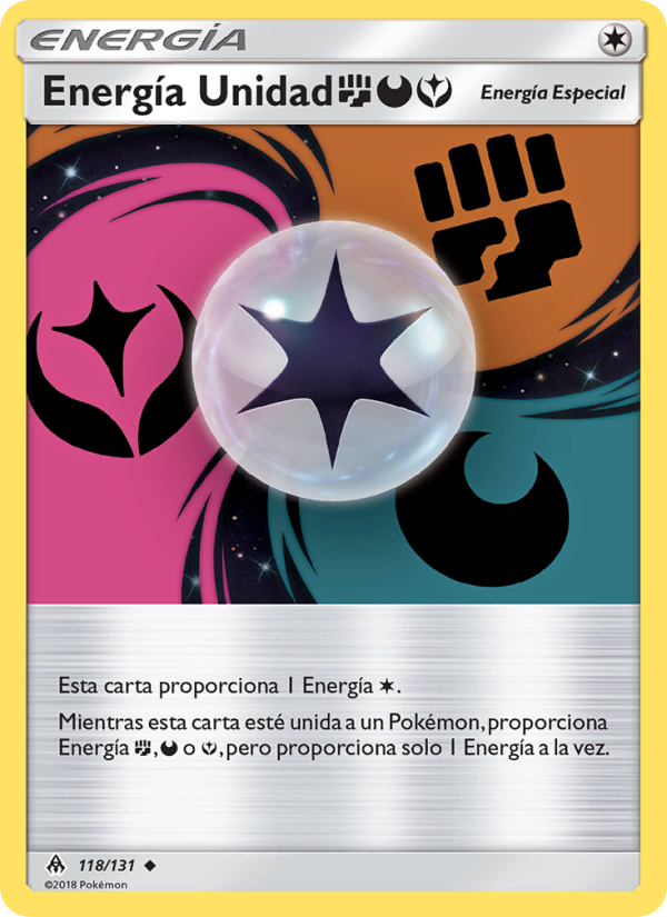 Energía Unidad FightingDarknessFairy 118 — Luz Prohibida (Spanish Pokémon TCG card)