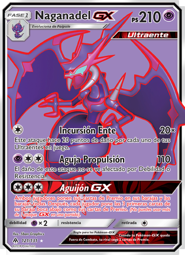 Naganadel GX 121 — Luz Prohibida (Spanish Pokémon TCG card)