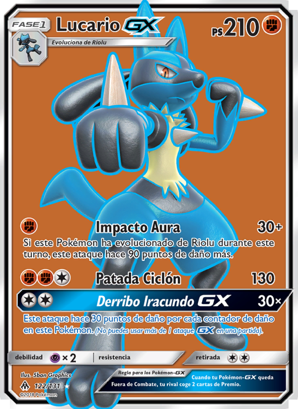 Lucario GX 122 — Luz Prohibida (Spanish Pokémon TCG card)