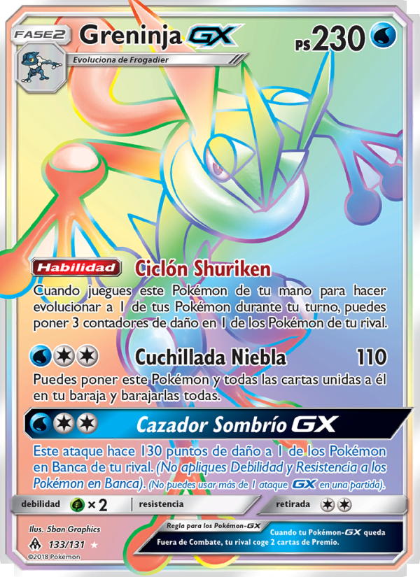 Greninja GX 133 — Luz Prohibida (Spanish Pokémon TCG card)