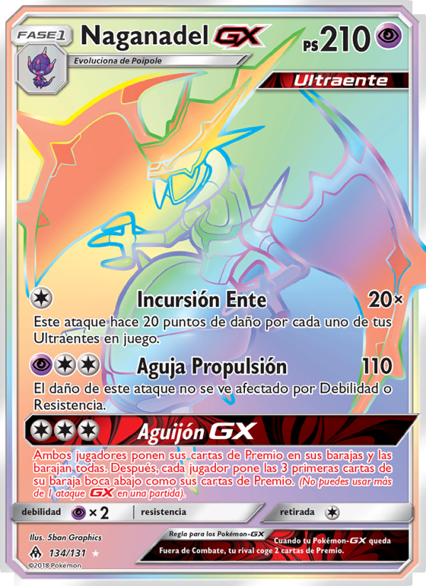 Naganadel GX 134 — Luz Prohibida (Spanish Pokémon TCG card)