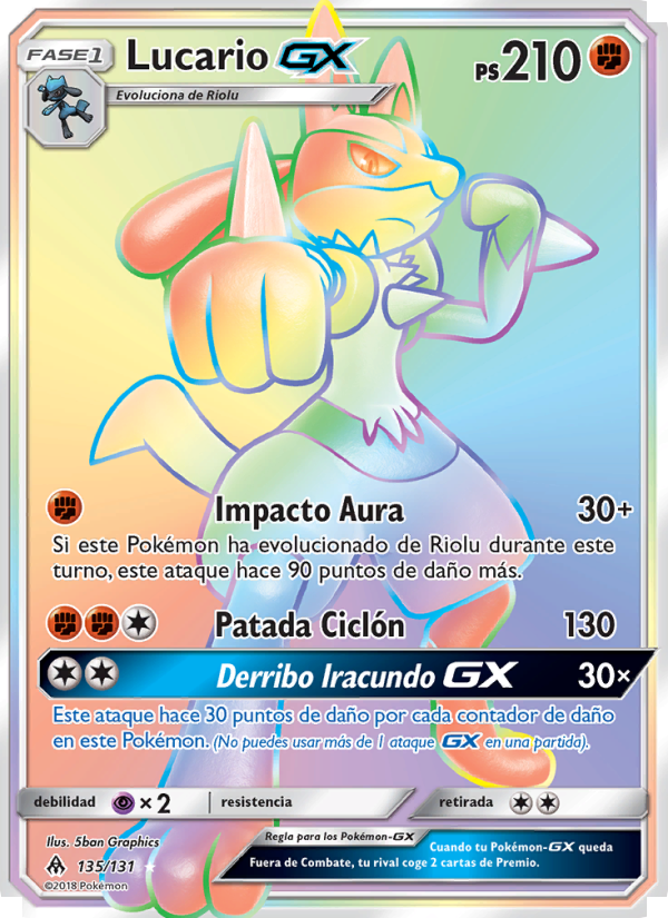 Lucario GX 135 — Luz Prohibida (Spanish Pokémon TCG card)