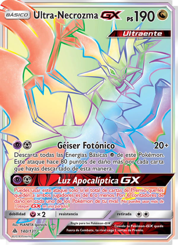 Ultra-Necrozma GX 140 — Luz Prohibida (Spanish Pokémon TCG card)