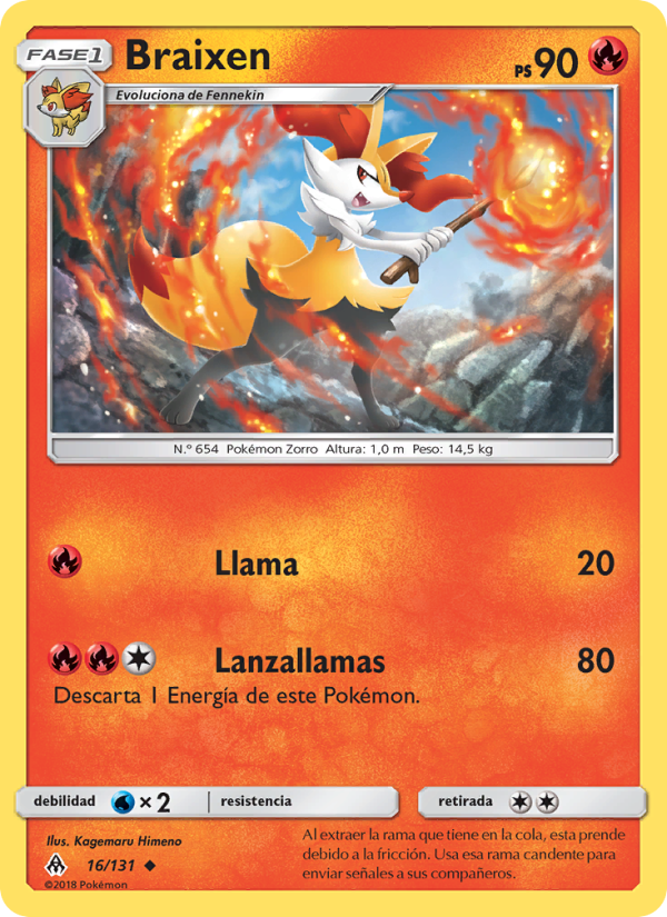 Braixen 16 — Luz Prohibida (Spanish Pokémon TCG card)