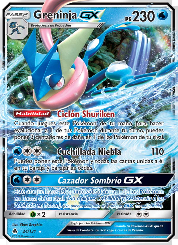 Greninja GX 24 — Luz Prohibida (Spanish Pokémon TCG card)