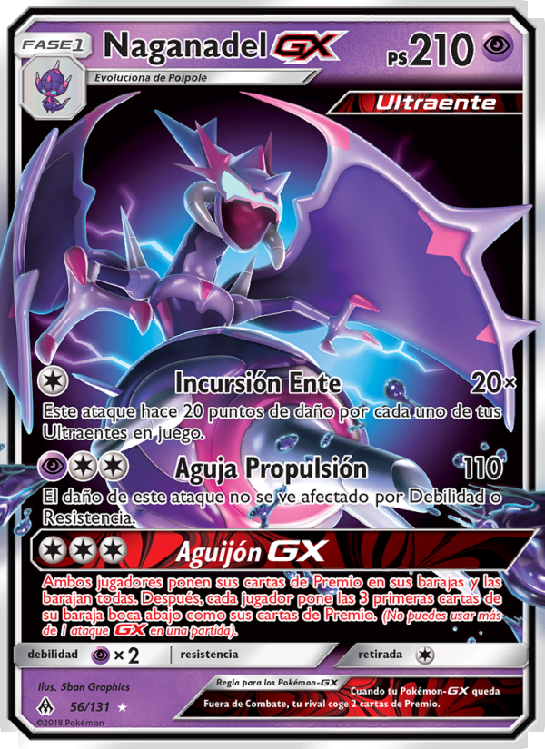 Naganadel GX 56 — Luz Prohibida (Spanish Pokémon TCG card)