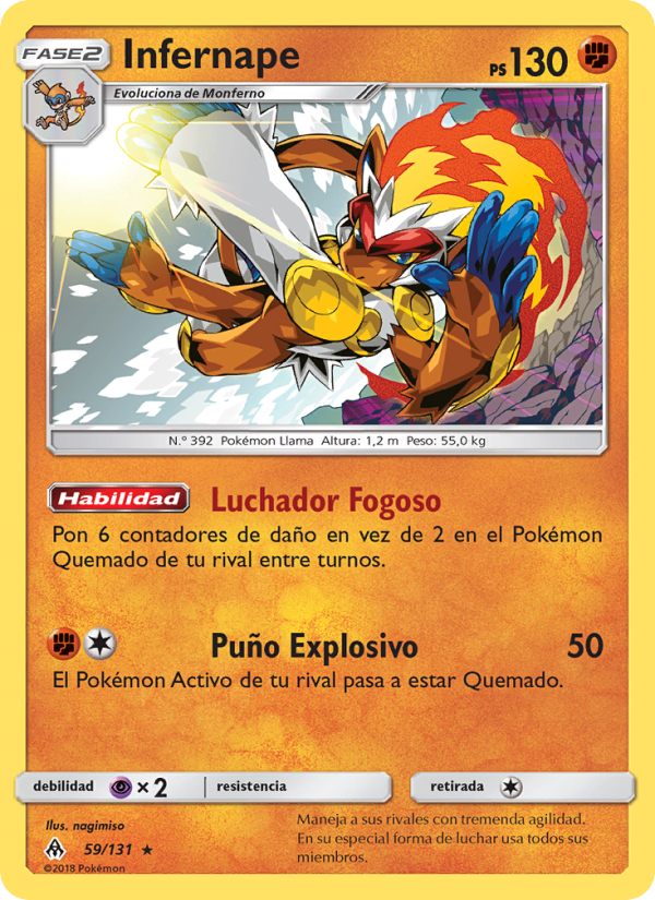 Infernape 59 — Luz Prohibida (Spanish Pokémon TCG card)