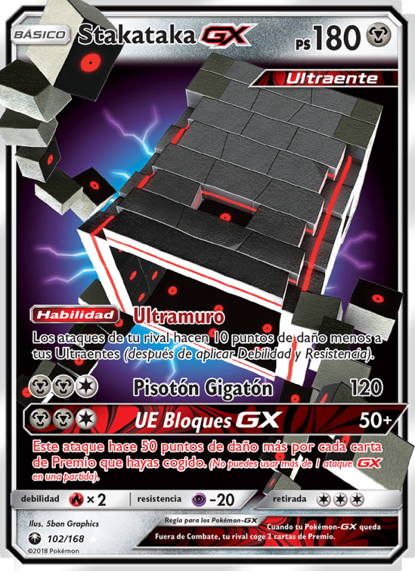 Stakataka GX 102 — Tormenta Celestial (Spanish Pokémon TCG card)