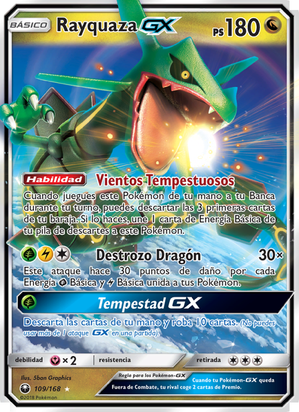 Rayquaza GX 109 — Tormenta Celestial (Spanish Pokémon TCG card)