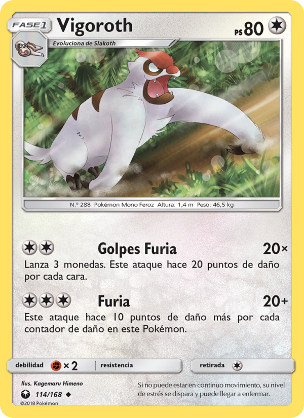 Vigoroth 114 — Tormenta Celestial (Spanish Pokémon TCG card)