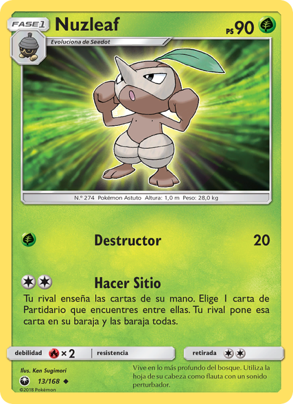 Nuzleaf 13 — Tormenta Celestial (Spanish Pokémon TCG card)