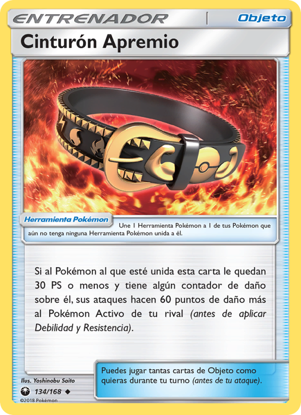 Cinturón Apremio 134 — Tormenta Celestial (Spanish Pokémon TCG card)