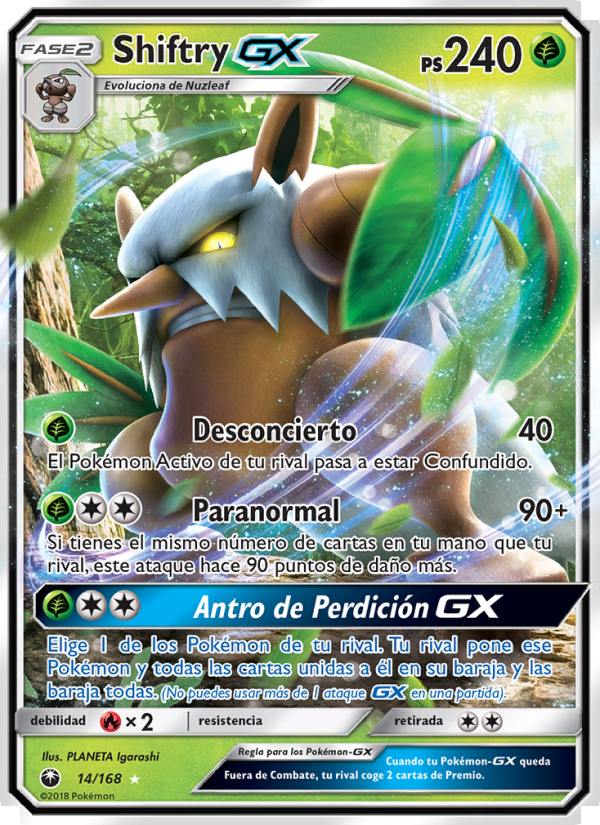 Shiftry GX 14 — Tormenta Celestial (Spanish Pokémon TCG card)