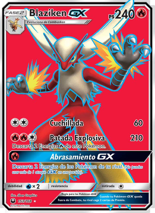 Blaziken GX 153 — Tormenta Celestial (Spanish Pokémon TCG card)