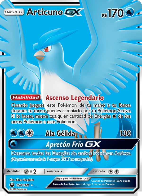 Articuno GX 154 — Tormenta Celestial (Spanish Pokémon TCG card)