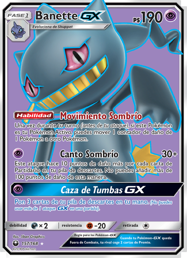 Banette GX 157 — Tormenta Celestial (Spanish Pokémon TCG card)