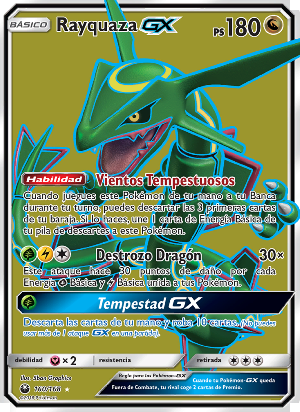 Rayquaza GX 160 — Tormenta Celestial (Spanish Pokémon TCG card)