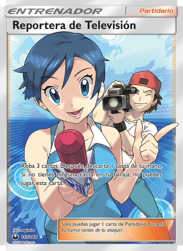 Reportera de Televisión 167 — Tormenta Celestial (Spanish Pokémon TCG card)