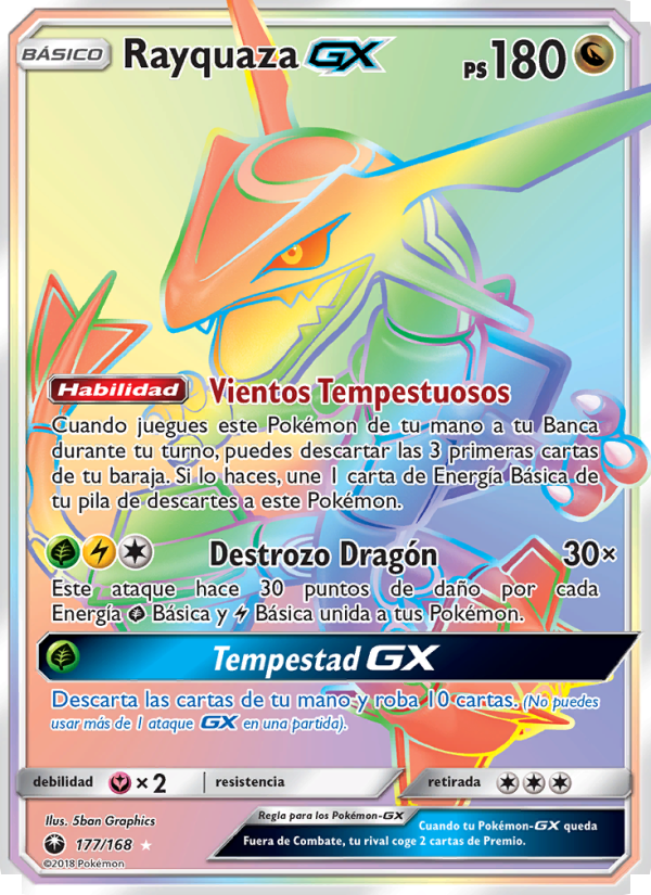 Rayquaza GX 177 — Tormenta Celestial (Spanish Pokémon TCG card)