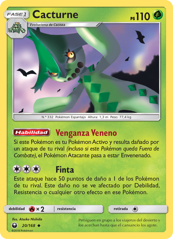 Cacturne 20 — Tormenta Celestial (Spanish Pokémon TCG card)
