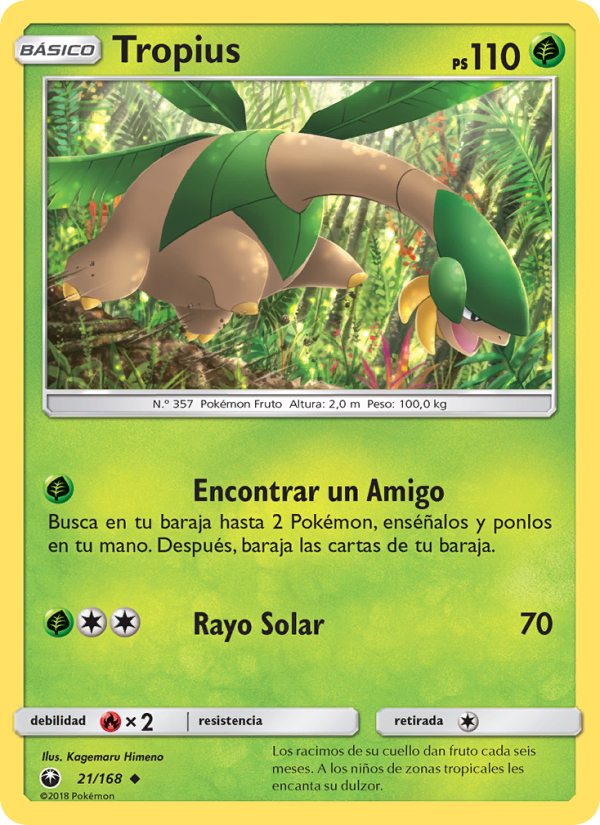 Tropius 21 — Tormenta Celestial (Spanish Pokémon TCG card)