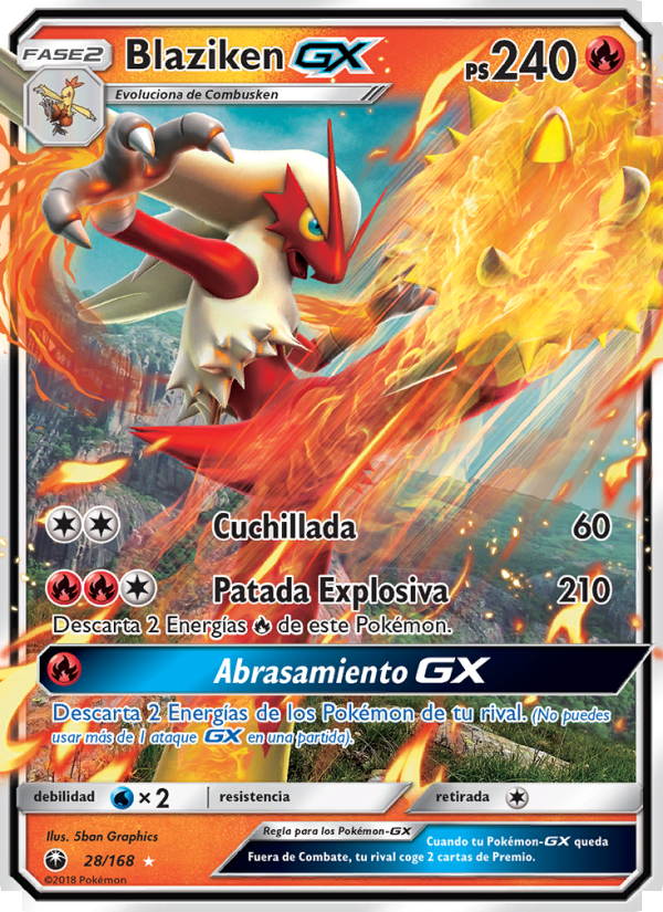 Blaziken GX 28 — Tormenta Celestial (Spanish Pokémon TCG card)