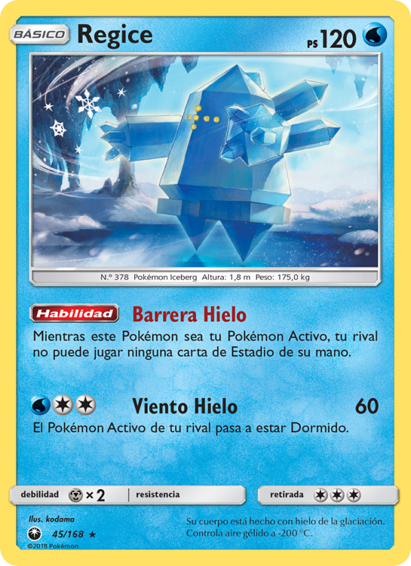Regice 45 — Tormenta Celestial (Spanish Pokémon TCG card)