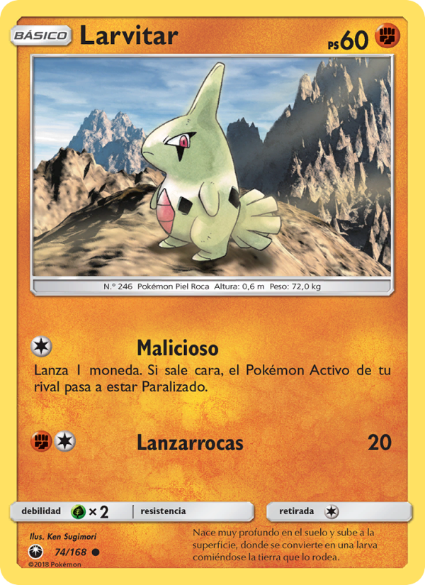 Larvitar 74 — Tormenta Celestial (Spanish Pokémon TCG card)