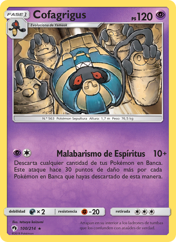Cofagrigus 100 — Truenos Perdidos (Spanish Pokémon TCG card)